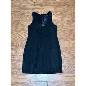 Heather by Bordeaux Women's Glazed Black Zip Back Linen Slip Dress, Size Medium
